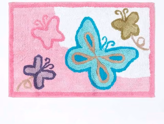 Homescapes Hand-Tufted Organic Cotton Butterfly Childrens Rug in Pink, W: 50 cm, D: 85 cm