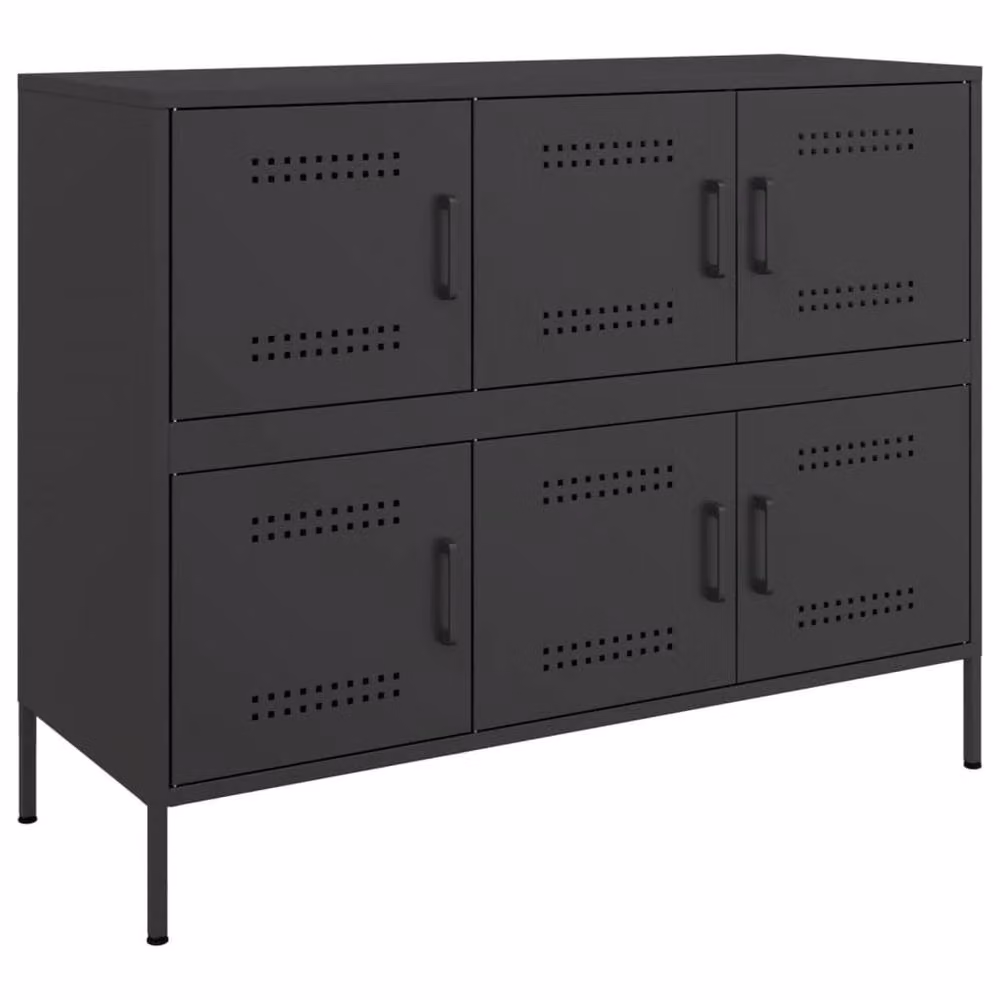 Berkfield Home Industrial Metal Sideboard in Black, W/D/H: 100.5 x 39 x 79 cm – 2