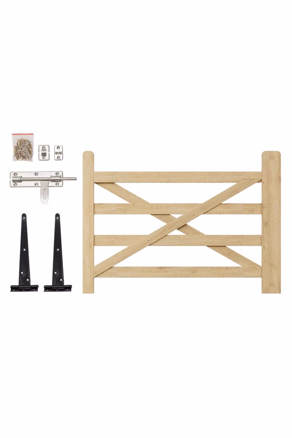 Living and Home Wooden Garden Gate with Door Latch in Yellow, W: 120 cm, H: 90 cm – 3