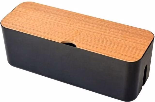 KORVIXA Black Cable Storage Box with Lid, Width: 80 cm – 1