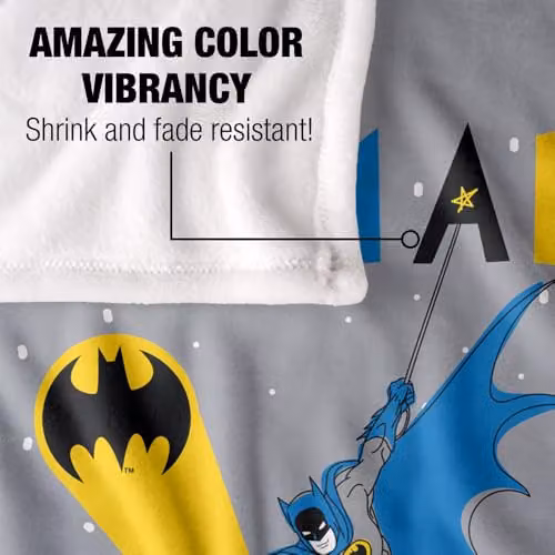 Warner Bros. Batman Swinging Over City Super Soft Fleece Throw Blanket, Multicolour, W: 91.44 cm x L: 147.32 cm – 3
