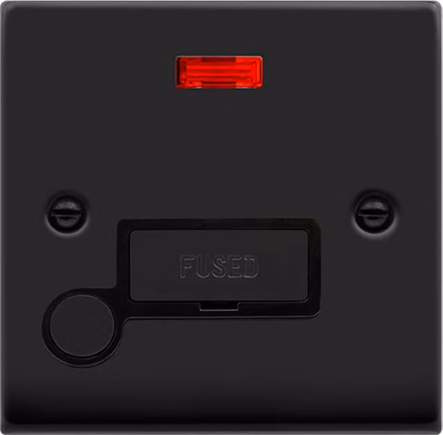 SE HOME Matt Black 13A Fused Ingot Connection Unit with Neon and Flex