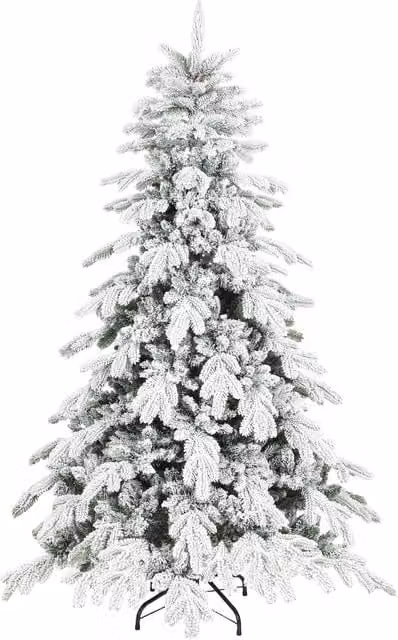 HOMCOM 6ft Super Flocked Christmas Tree in Green and White – 1