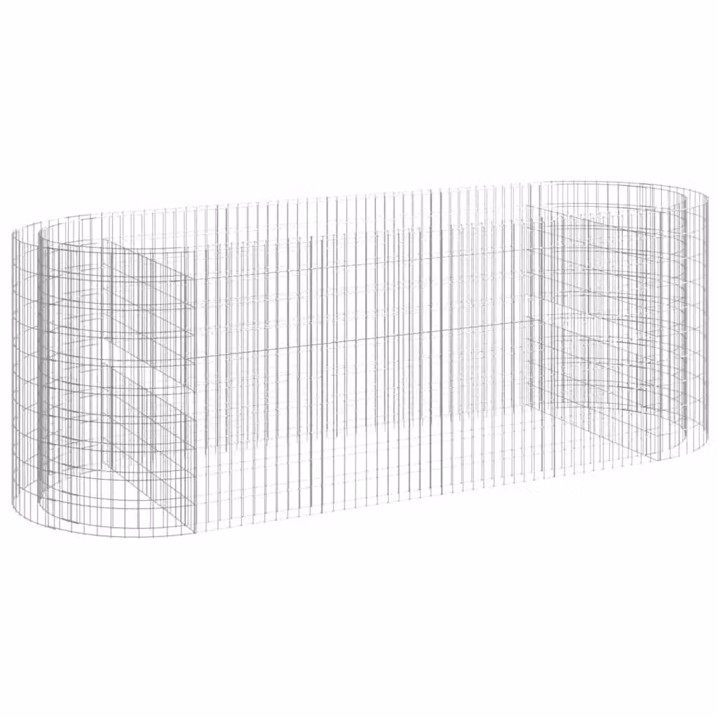 Berkfield Home Silver Galvanised Steel Stone Gabion Raised Bed W: 300 cm, D: 100 cm, H: 100 cm – 2