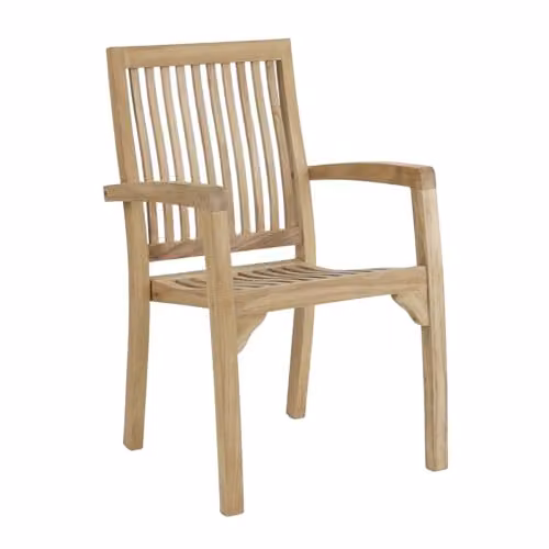 Charles Bentley Set of 2 Teak Wood Stacking Garden Chairs in Natural Brown, H 90 x W 54 x D 58 cm – 3