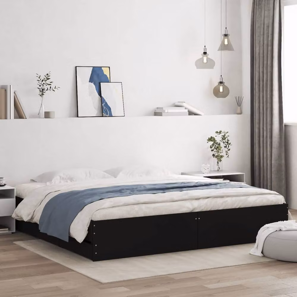 Berkfield Home Modern Super King Bed Frame with Drawers, Black, W/D/H: 180 x 203 x 33 cm – 2