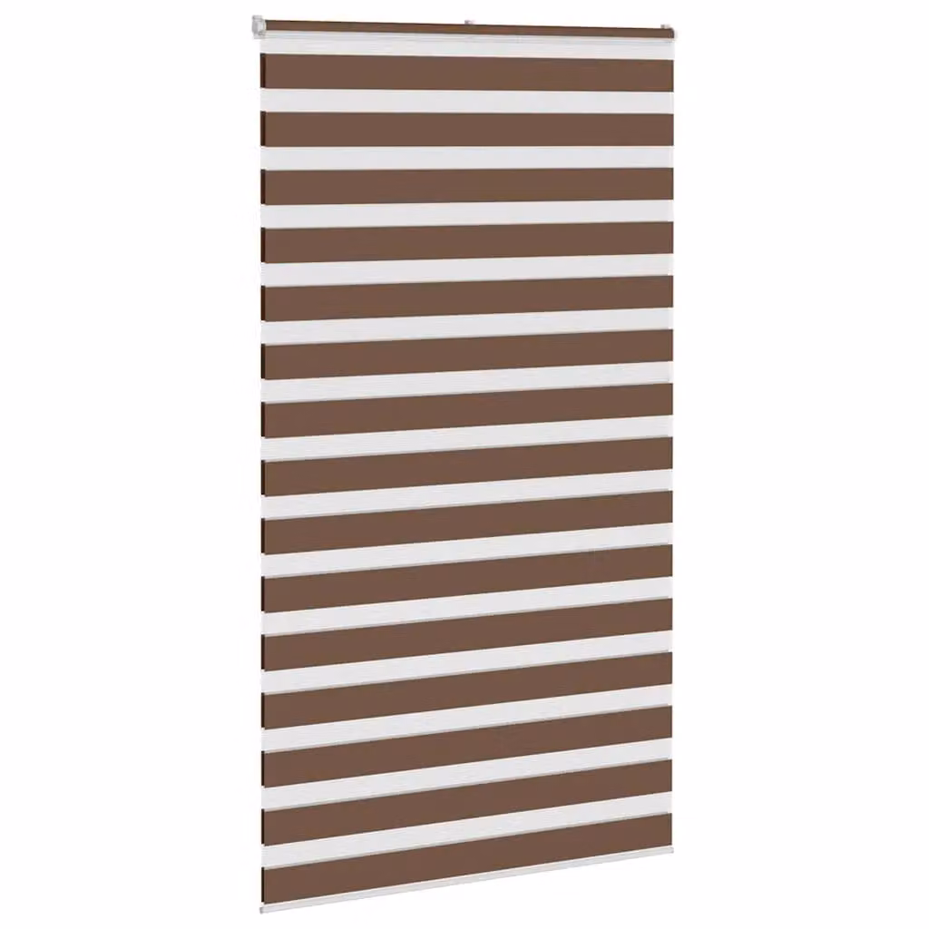 Berkfield Home Brown Zebra Day and Night Blind with Polyester Fabric, W: 130 cm, H: 230 cm – 3