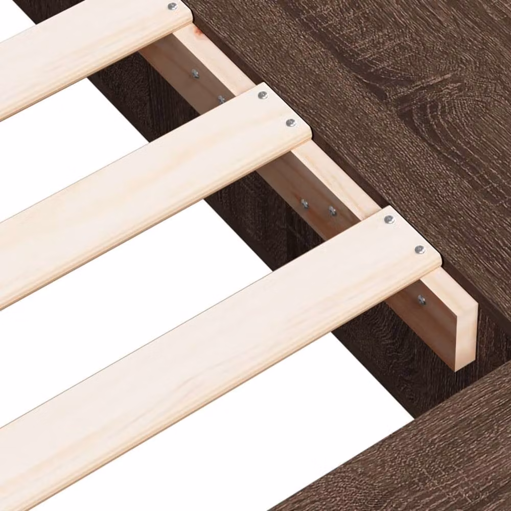 Berkfield Home Durable Small Single Bed Frame in Brown Oak, W: 75 cm, L: 190 cm – 5