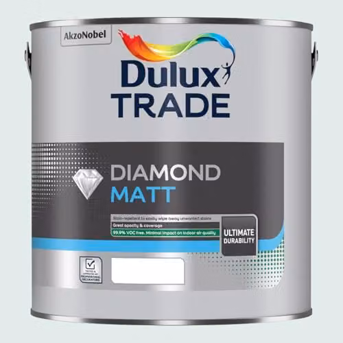 Dulux Trade Diamond Matt Jade White Water Based Paint, 2.5l