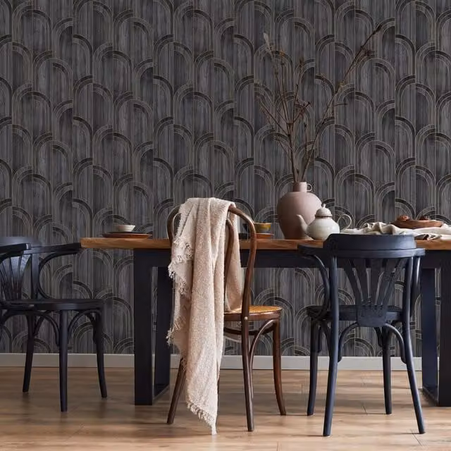 Sublime Modella Floral Black and White Botanical Wallpaper with Gold and Grey Accents, Width: 52 cm