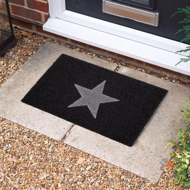 Nicoman Star PVC Spaghetti Doormat, Black, W: 75 cm, D: 44 cm