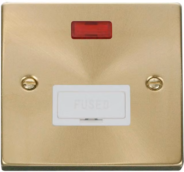 SE HOME White and Brushed Brass Surface Mounted 13A Fused Connection Unit with Neon