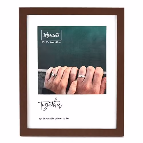 Widdop Modern Brown Wooden Square Single Photo Frame, W/H: 15.24 x 15.24 cm – 1
