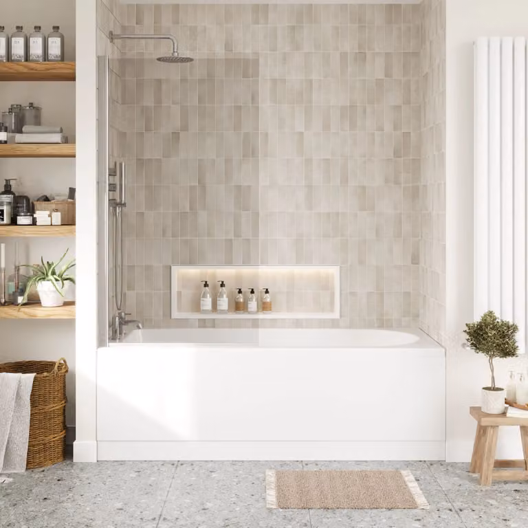 Balterley Round Single Ended Bath Set in White with Leg Set and Reversible Chrome Screen, W: 170 cm, D: 70 cm