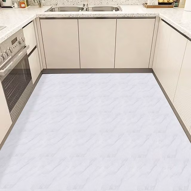 Lifeideas 10-Piece White Marble Effect Self Adhesive Stone Look Flooring Tiles