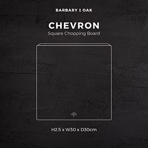 Barbary & Oak Chevron Square Acacia Wood Chopping Board, Red and Brown, W: 30.0 cm x D: 30.0 cm – 6