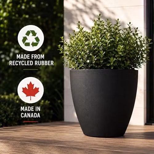 Nicoman Round Ornamental Planter Pot in Black or Grey, W: 36.5 cm, H: 35.5 cm – 5