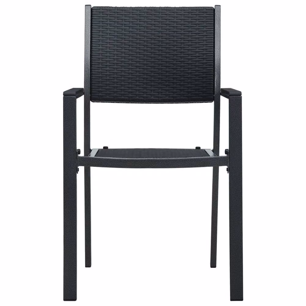 Berkfield Home Set of 2 Modern Black Plastic Rattan Look Garden Chairs – 3