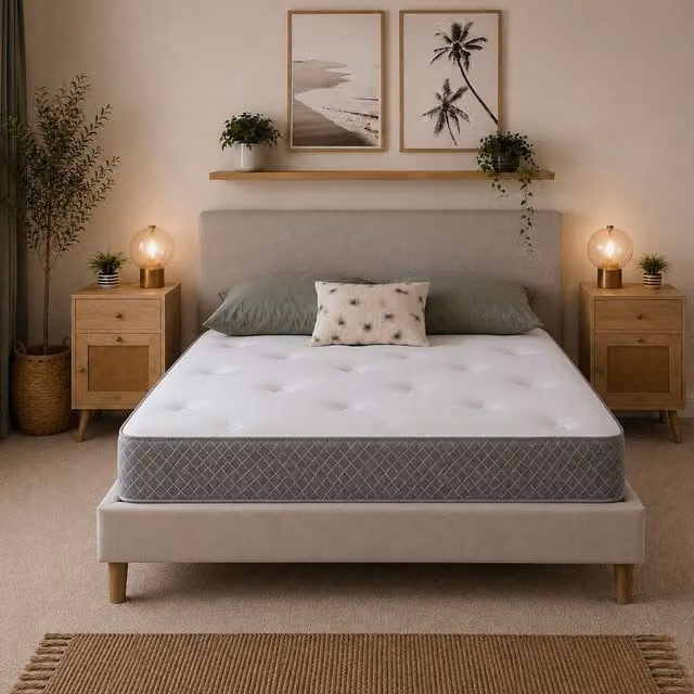 Starlight Beds Nebraska 18cm Hybrid Memory Foam Spring Mattress with CoolTouch Cover in Light Grey, W/D/H: 160 x 200 x 18 cm