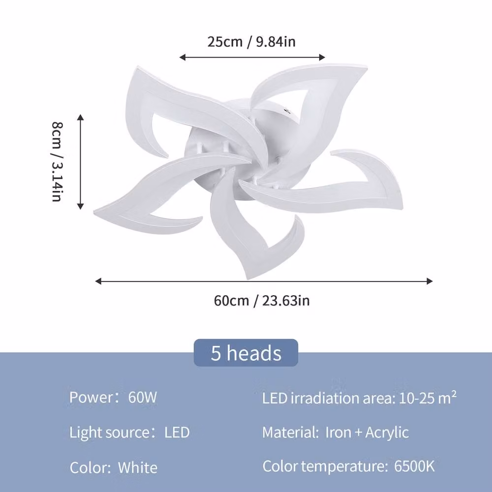 Pheashine White Petal LED Ceiling Light, 60W, 6000K, 6500LM, Acrylic and Metal – 2