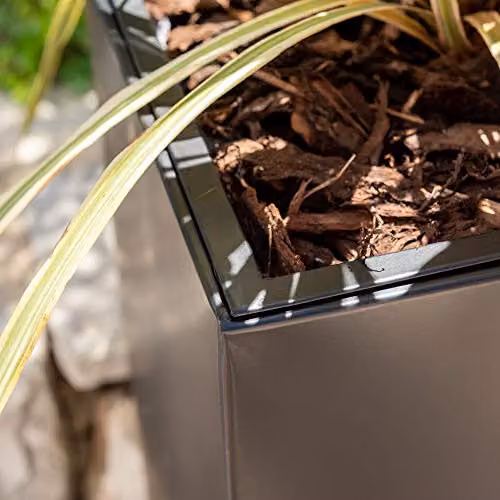 Primrose Large Galvanised Steel Trough Planter with Plastic Insert, Black, H: 60 cm, W: 95 cm – 2