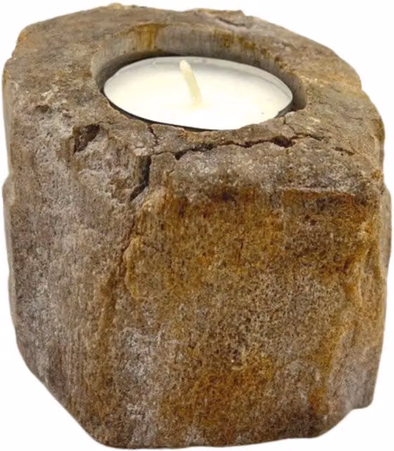 KDMD Petrified Wood Tealight Candle Holder in Brown – 1