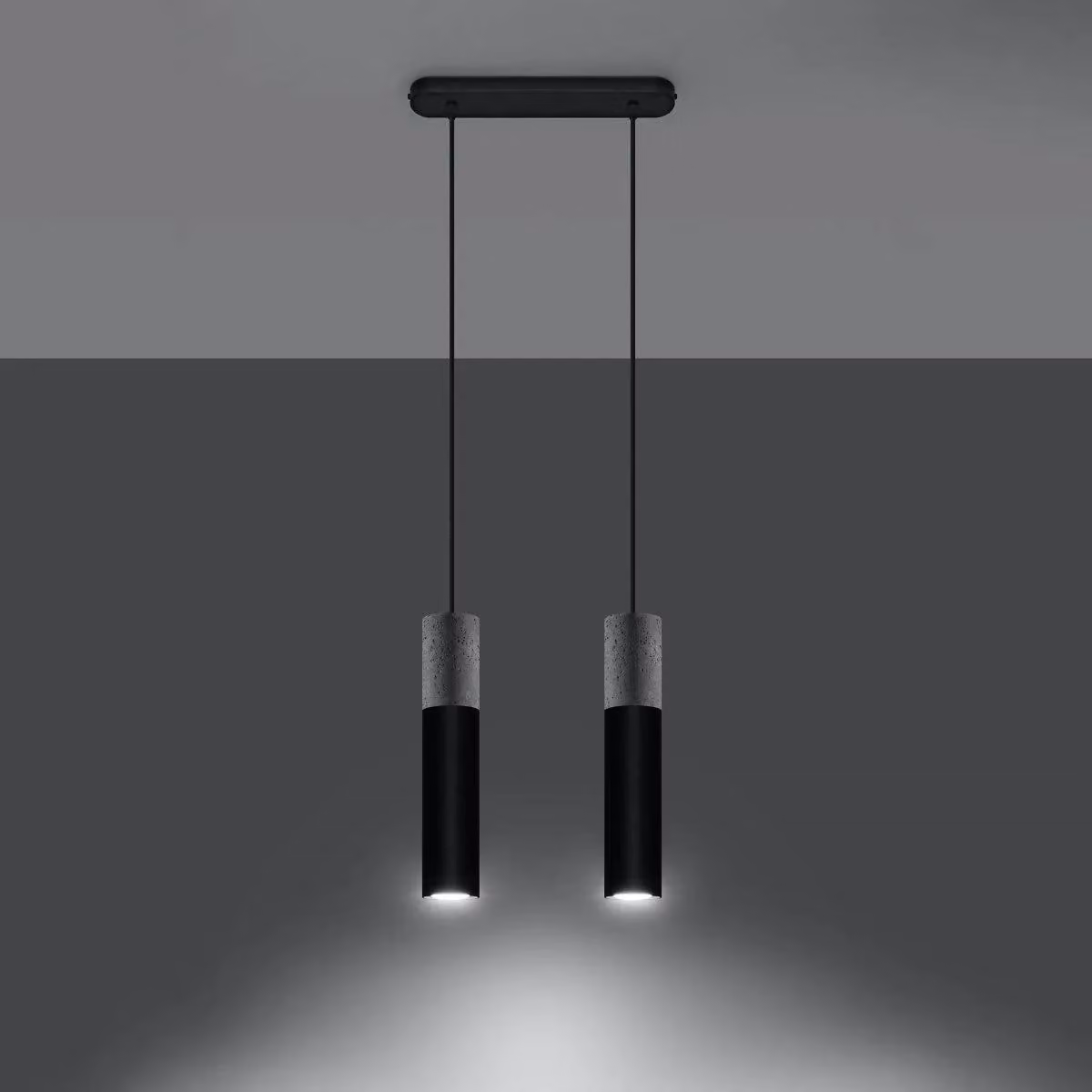 Sollux Lighting Modern Black Pendant Lamp with 2 Lights, W/D/H: 90 x 30 x 6 cm – 3