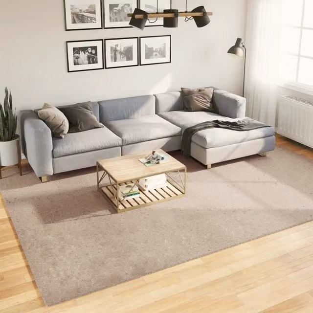 Berkfield Home HUARTE Short Pile Washable Sand and Brown Rug, W: 240 cm, D: 340 cm