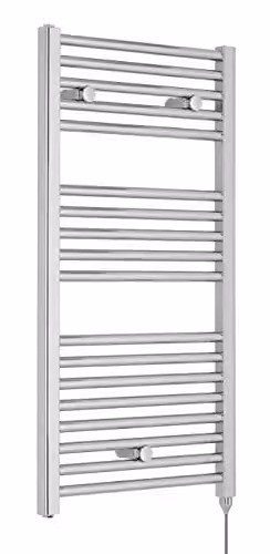 Nuie MTY151 Modern Bathroom 300 Watt Heated Electric Ladder Towel Rail, Silver, H 92 cm x W 48 cm
