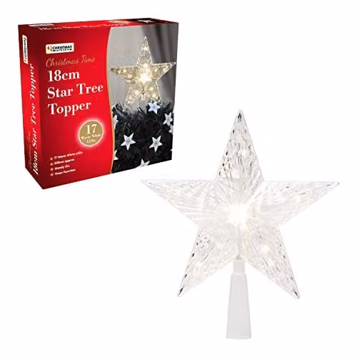The Christmas Workshop White LED Star Tree Topper with Timer Functionality – 1