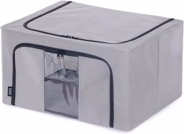 Nordara 3-Piece Grey Fabric Zipped Clothes Storage Bags and Closet Organisers – 1