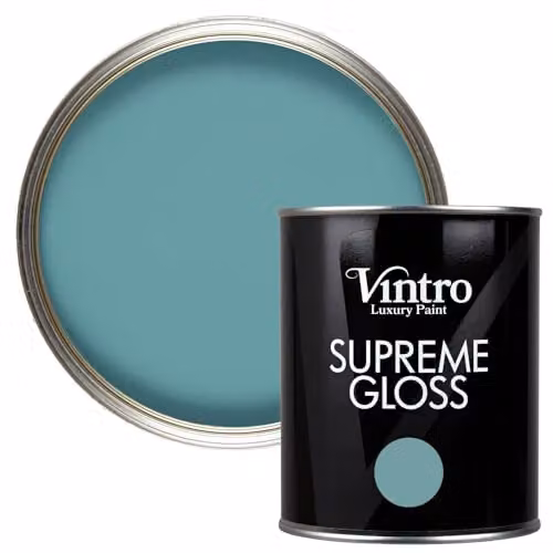 Vintro High Gloss Water Based Paint for Interior and Exterior Use on Walls, Wood and Trim, Blue/Green Casper, 1 l