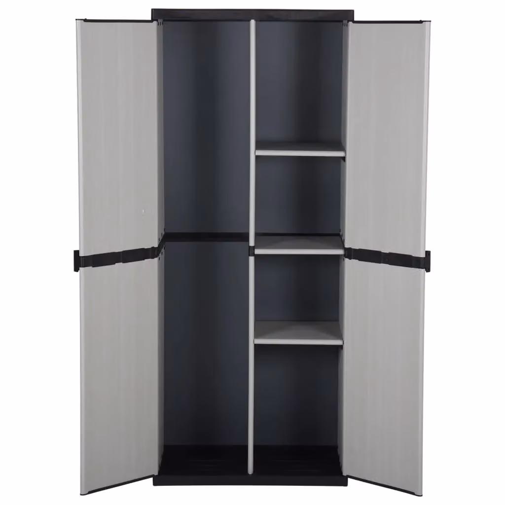 Berkfield Home Garden Storage Cabinet with 3 Shelves, Grey and Black, W/D/H: 68 x 40 x 168 cm – 3