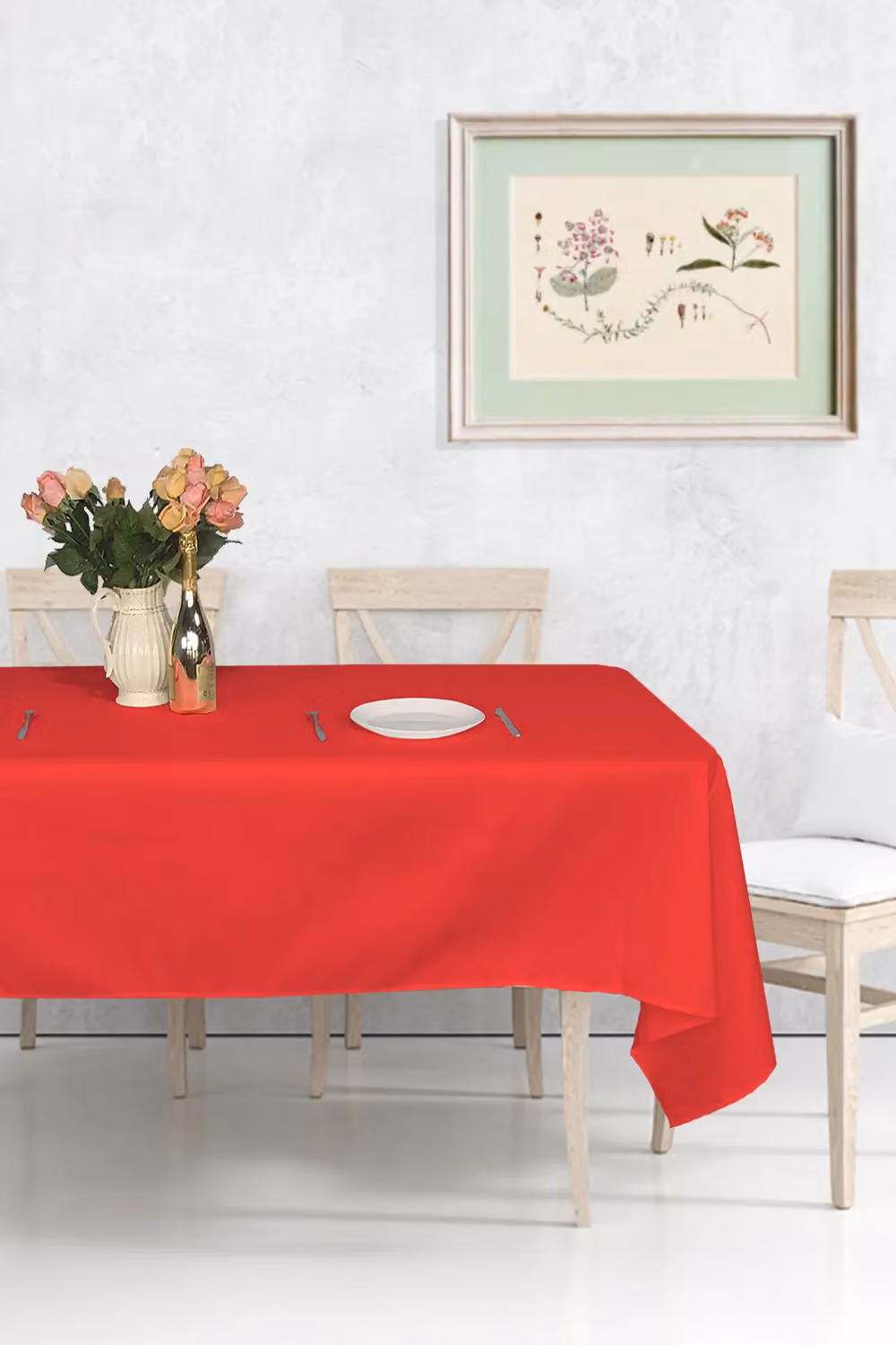 Neel Blue Red Rectangular Polyester and Linen Tablecloth, W: 177 cm, L: 366 cm – 2