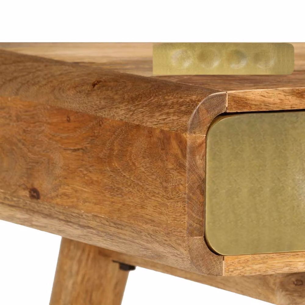 Berkfield Home Solid Mango Wood Coffee Table in Brown and Gold, W: 90 cm, D: 50 cm, H: 40 cm – 2