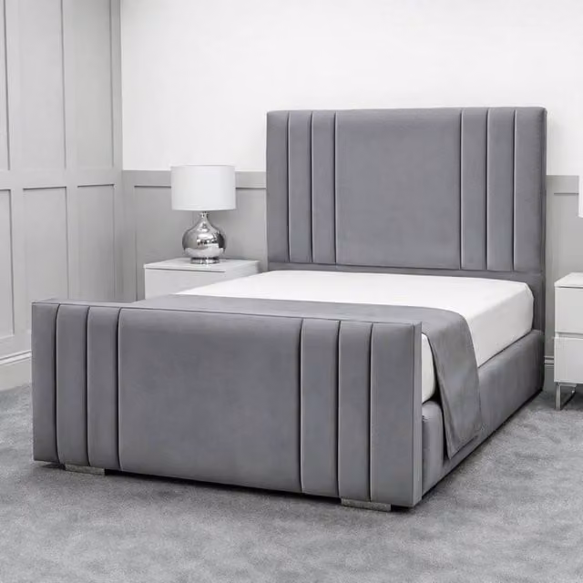 Living Comfort Bedz Canberra Upholstered Gas Lift Storage Bed in Grey, W/D/H: 120 x 200 cm