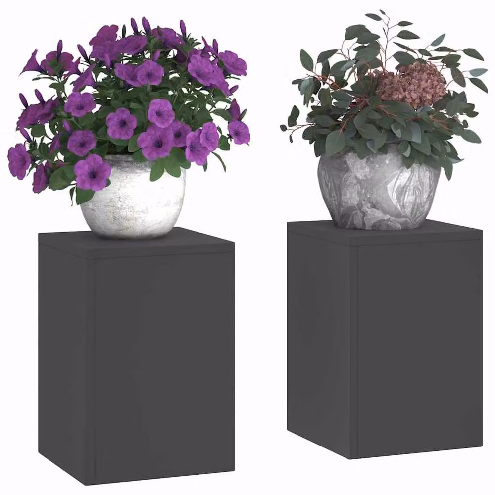 Berkfield Home Outdoor Plant Stand Pillar Set of 2, Black Steel, W/D/H: 24 x 24 x 35 cm – 3