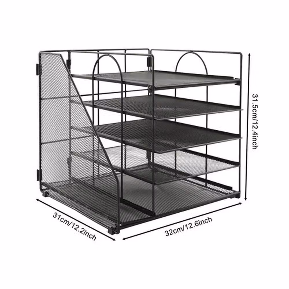 Ventryn Black Metal Mesh Tabletop Letter Tray and File Sorter Rack Organizer – 2