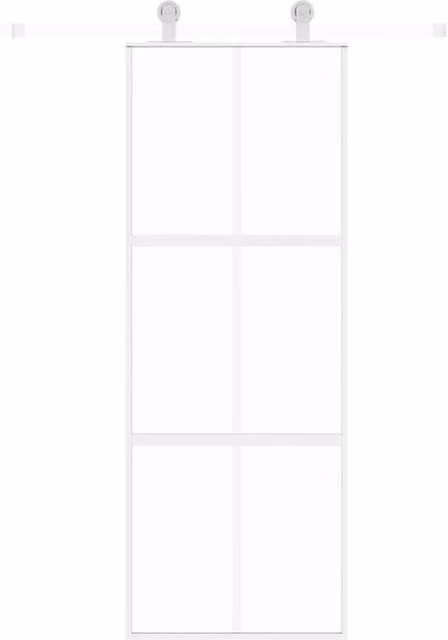 Berkfield Home Modern White Sliding Door with Transparent Tempered Glass and Aluminium, W: 76 cm, H: 205 cm – 1