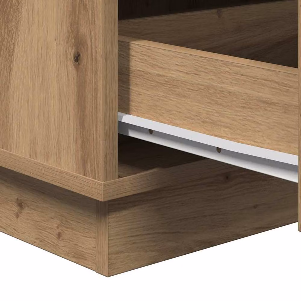 Berkfield Home Artisan Oak Bedside Cabinet with Integrated LED Lighting, Brown, W: 39 cm, D: 34.5 cm, H: 65 cm – 4