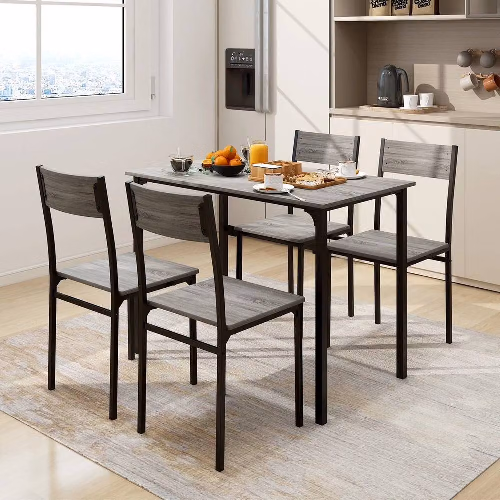 Kelvenix 5-Piece Modern Grey Dining Table and Chairs Set – 4