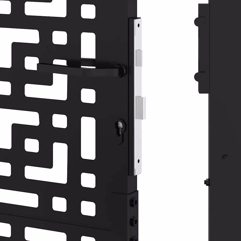 Berkfield Black Steel Garden Gate with Cross Design, W: 105 cm, H: 180 cm – 4