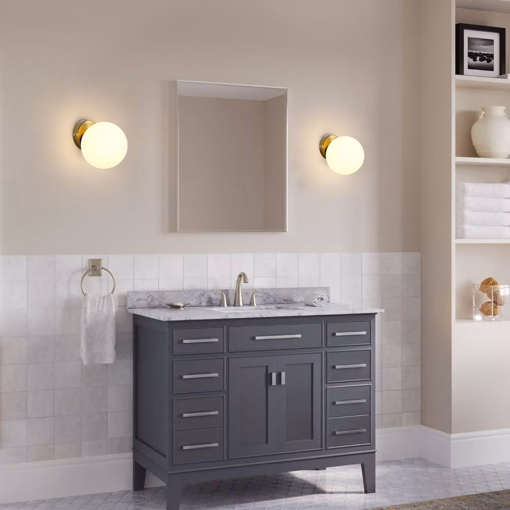 Pheashine Vintage Globe Wall Sconce in Gold with White Opal Glass Shade, E27 Base – 3
