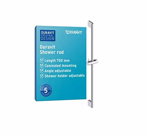 Duravit Universal Height Adjustable Shower Rail with Hand Shower Holder, Chrome, Length: 70 cm – 1