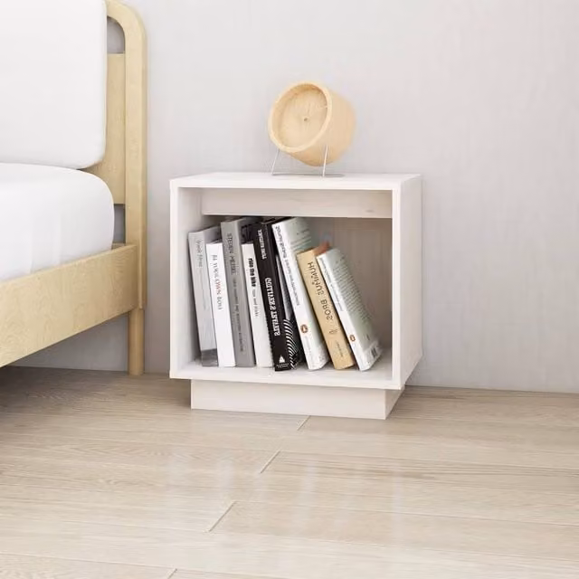 Berkfield Home Elegant Bedside Cabinets, 2 Piece Set, White Solid Pine Wood, W/D/H: 40 x 30 x 40 cm