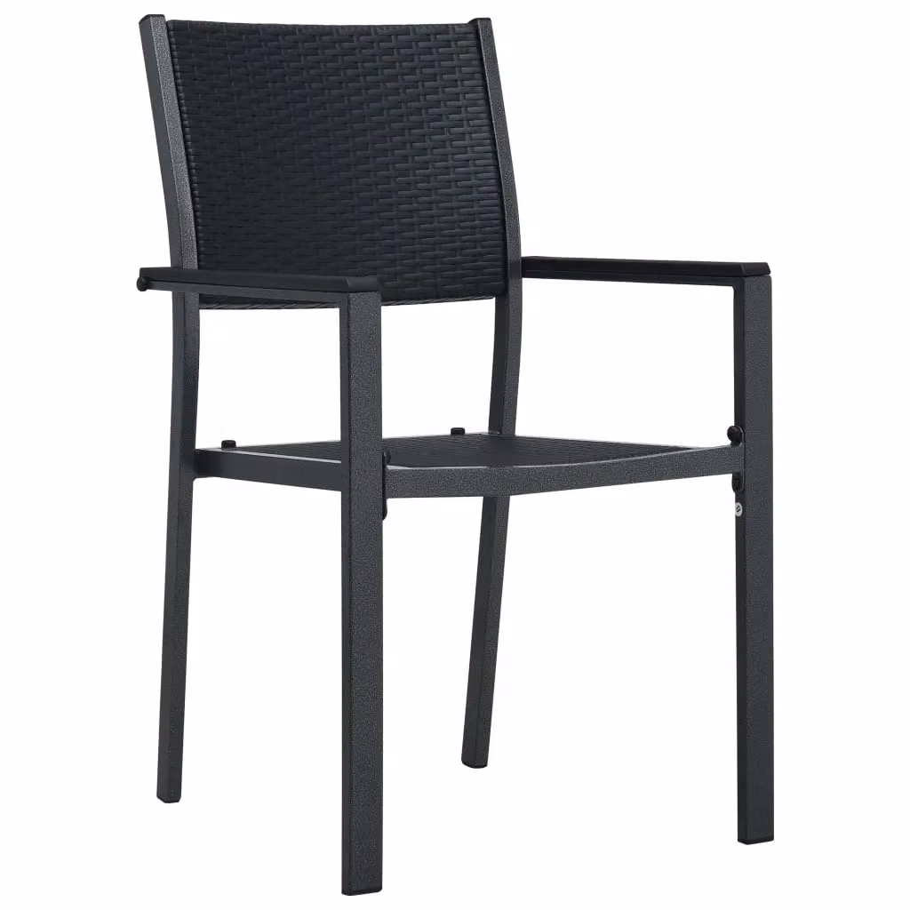 Berkfield Home Set of 2 Black Plastic Rattan Look Garden Chairs – 2