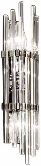 Netlighting Ontario Lifestyle Crystal Wall Light in Polished Chrome and Silver with 2x E14 Sockets – 1