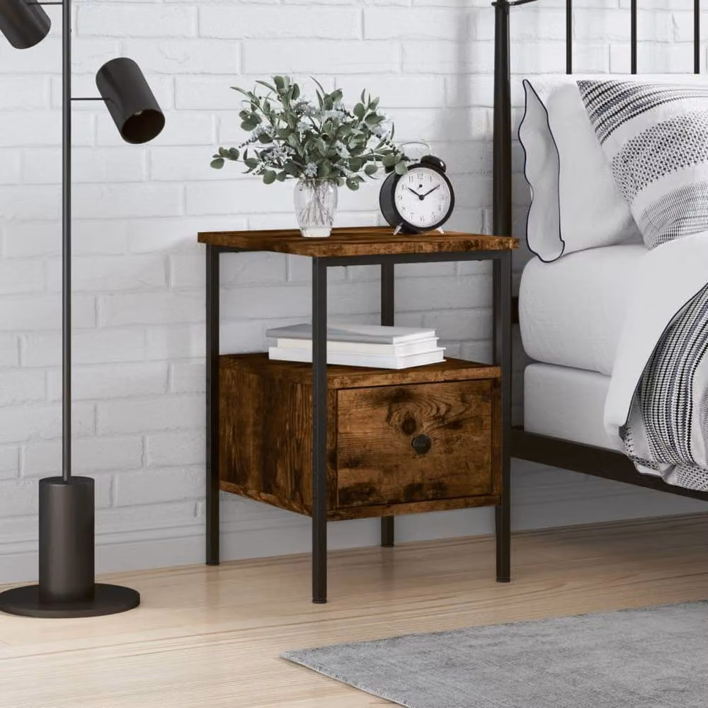 Berkfield Home Smoked Oak Bedside Cabinet in Brown, W/D/H: 34 x 36 x 50 cm – 2