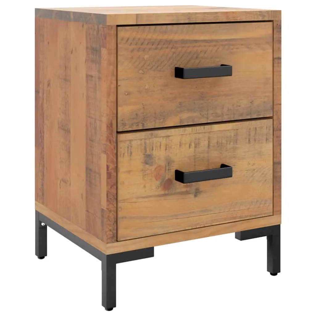 Berkfield Home Brown Solid Pinewood Bedside Cabinet, W: 36 cm, D: 30 cm, H: 45 cm – 2
