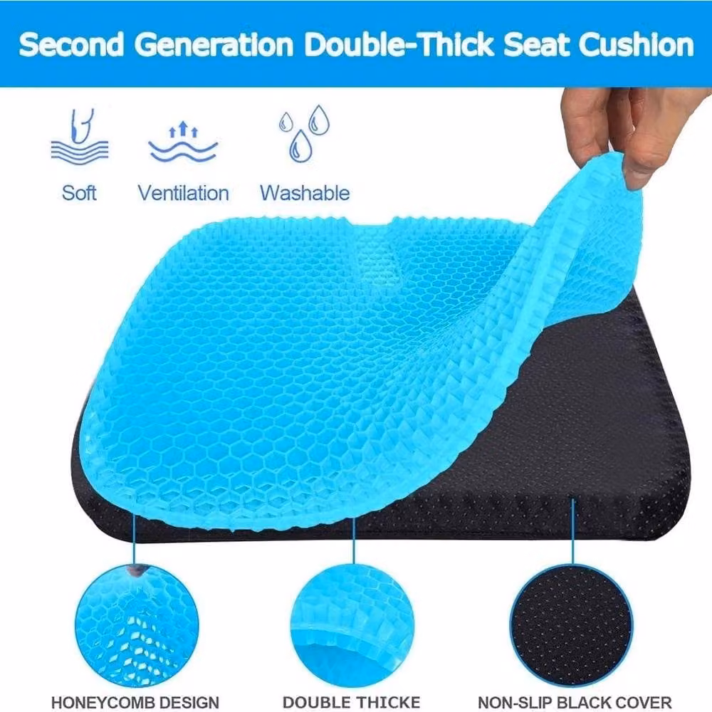 FLAVORA Cooling Honeycomb Breathable Gel Seat Cushion, Blue, W/D: 150 x 100 cm – 2